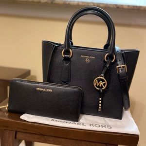 SOLD-Michael Kors Kris Medium Satchel Pebbled Leather